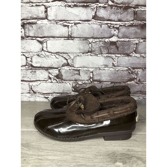 Tory Burch Brown Rubber Lace Boot Duck Shoes Women Sz 8.5M US/38.5EU - Picture 8 of 16